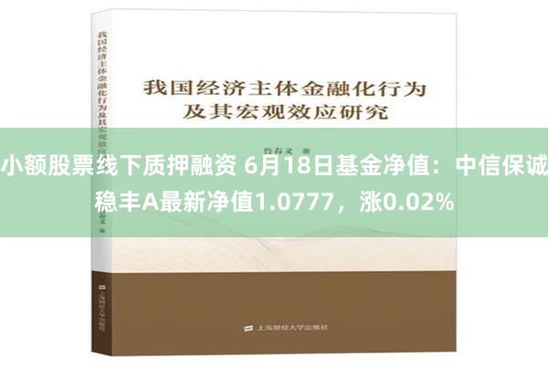 小额股票线下质押融资 6月18日基金净值：中信保诚稳丰A最新净值1.0777，涨0.02%