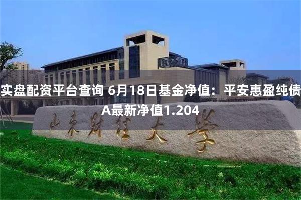 实盘配资平台查询 6月18日基金净值：平安惠盈纯债A最新净值1.204