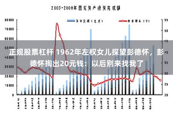 正规股票杠杆 1962年左权女儿探望彭德怀，彭德怀掏出20元钱：以后别来找我了