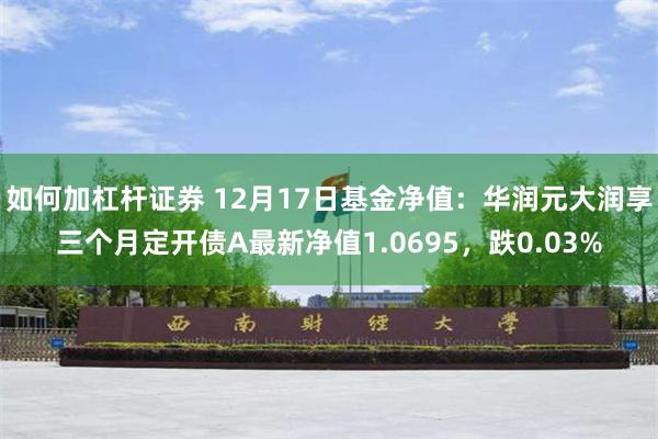 如何加杠杆证券 12月17日基金净值：华润元大润享三个月定开债A最新净值1.0695，跌0.03%