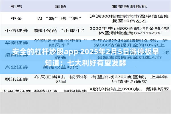 安全的杠杆炒股app 2025年2月5日涨停板早知道：七大利好有望发酵